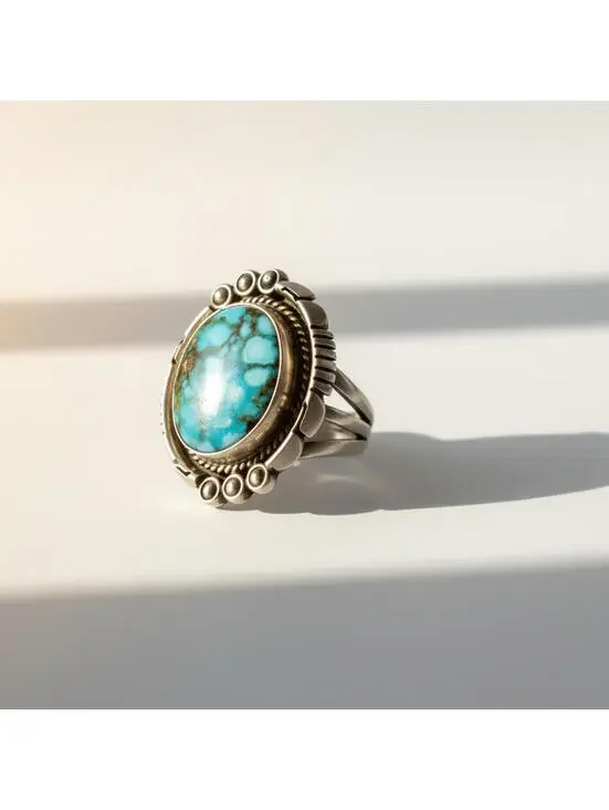 Authentic Handmade Navajo Daniel Benally Sonoran Gold Turquoise Ring – Size 7 - Picture 7 of 7